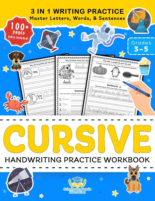 Cursive Handwriting Practice Workbook for 3rd 4th 5th Graders: Cursive Letter Tracing Book, Cursive Handwriting Workbook for Kids to Master Letters, W Scholastic Panda Education